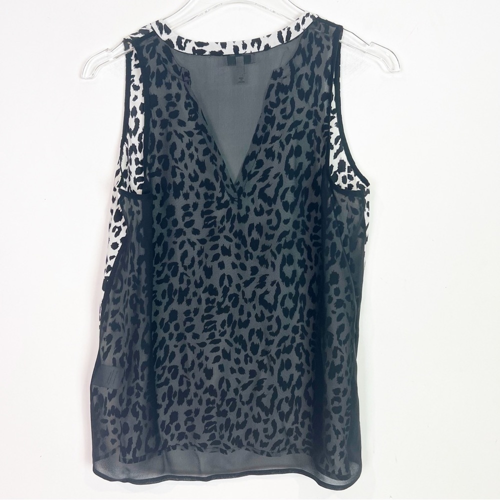 JOIE BLACK OFF-WHITE CHEETAH PRINT SLEEVELESS TANK TOP BLOUSE WOMENS SZ XS - Picture 4 of 5